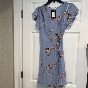 Floral Wrap Dress in Blue